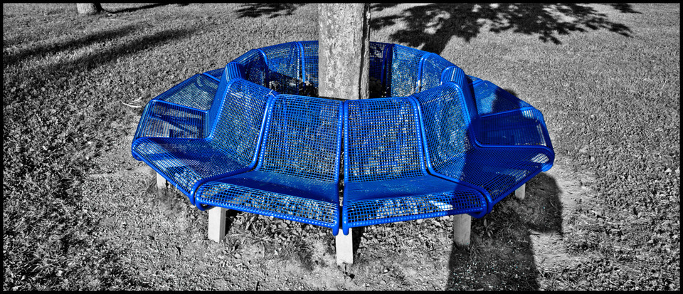 Blue Round Bench - ID 000331
