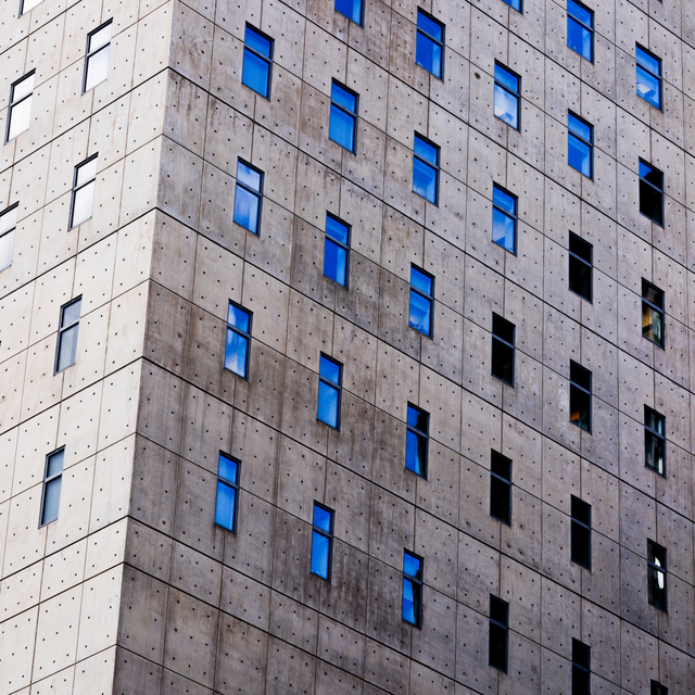 Blue Windows on Concrete - ID 010041